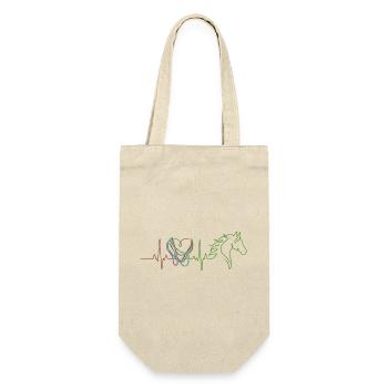 Reiterin Pferd Karneval Fasching EKG Herz Geschenk - Geschenkbeutel für Flaschen - Natur - Vorne