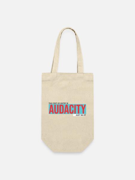 Audacity: Kräftiges Rot auf Türkis - Geschenkbeutel für Flaschen - Natur