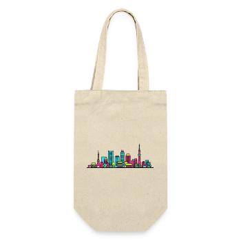 Tokyo City Skyline Skytree Tower Moderne Kunst - Geschenkbeutel für Flaschen - Natur - Vorne