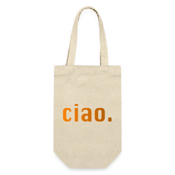 Ciao Italien Spruch Geschenk - Geschenkbeutel für Flaschen - Natur - Vorne