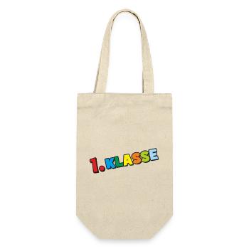 1. Klasse - Bunte Buchstaben Schulanfang Design - Geschenkbeutel für Flaschen - Natur - Vorne