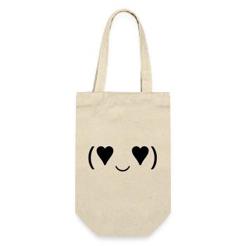 Émotique amoureuse (♥‿♥) Yeux en cœur Kaomoji - Sac à bouteille - nature - Devant