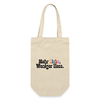 Mehr Liebe Weniger Hass outfit csd  Demokratie Fan - Geschenkbeutel für Flaschen - Natur - Vorne