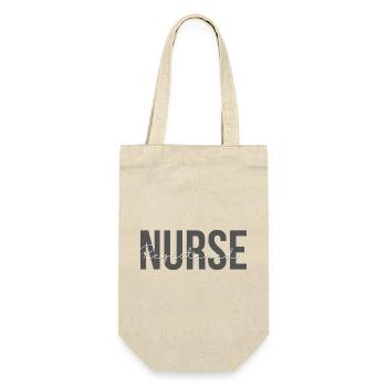 Examinierte Krankenschwester – Pflegegeschenk - Geschenkbeutel für Flaschen - Natur - Vorne