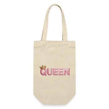 Pink Crown Queen Typografie - Geschenkbeutel für Flaschen - Natur - Vorne