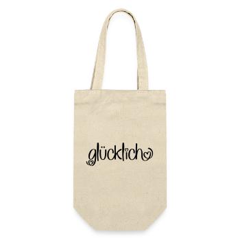 glücklich - Geschenkbeutel für Flaschen - Natur - Vorne