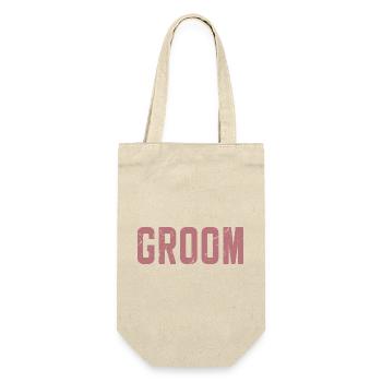 Bräutigam Cool Matching Paar Hochzeitsfeier Hochzeit - Geschenkbeutel für Flaschen - Natur - Vorne