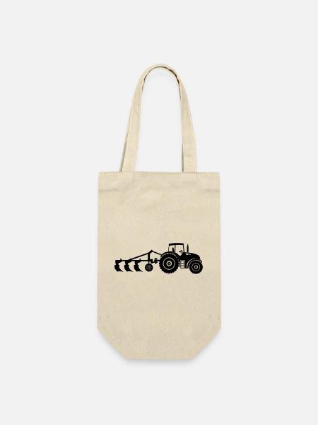 Acker-Traktor-Pflug - Geschenkbeutel für Flaschen - Natur