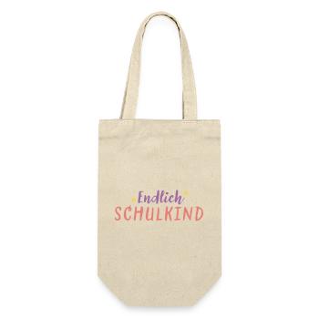 Endlich Schulkind - Geschenkbeutel für Flaschen - Natur - Vorne