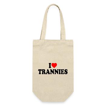 I love trannies - Geschenkbeutel für Flaschen - Natur - Vorne