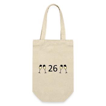 26.Geburtstag 26 Jahre Jubiläum 26 Jahre Zahl 26 - Geschenkbeutel für Flaschen - Natur - Vorne