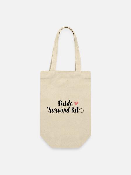 Bride Survival Kit! Personalisierbar - Geschenkbeutel für Flaschen - Natur