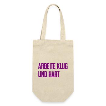 Arbeite Klug Und Hart – Erfolgs-Motto für Macher - Geschenkbeutel für Flaschen - Natur - Vorne