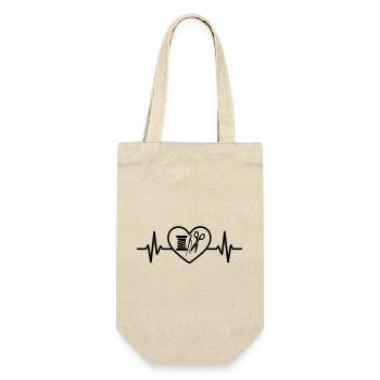 Sewing Spool Needle Scissors Heart - Gift Bag for Bottles - nature - Front