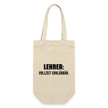Lehrer: Vollzeit-Erklärbär - Geschenkbeutel für Flaschen - Natur - Vorne