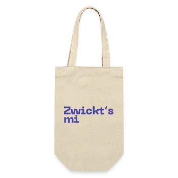 Zwickt's mi - Austropop - Geschenkbeutel für Flaschen - Natur - Vorne