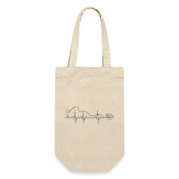 Herzschlag Skyline Katze - Heartbeat Fishing - Geschenkbeutel für Flaschen - Natur - Vorne