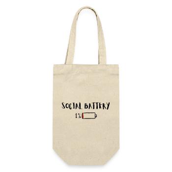 social battery 1% – Funny Introvert Humor - Gift Bag for Bottles - nature - Front
