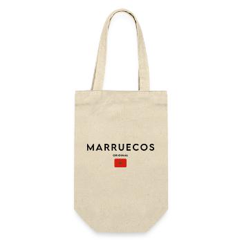 Flagge Marokkos, elegantes minimalistisches Design - Geschenkbeutel für Flaschen - Natur - Vorne