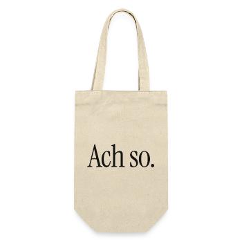 Ach so. | Reduzierter Typografie-Spruch - Geschenkbeutel für Flaschen - Natur - Vorne