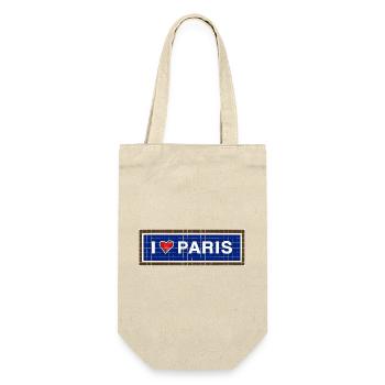 Vintage-Retro-Metrostation-Schild ICH LIEBE PARIS - Geschenkbeutel für Flaschen - Natur - Vorne
