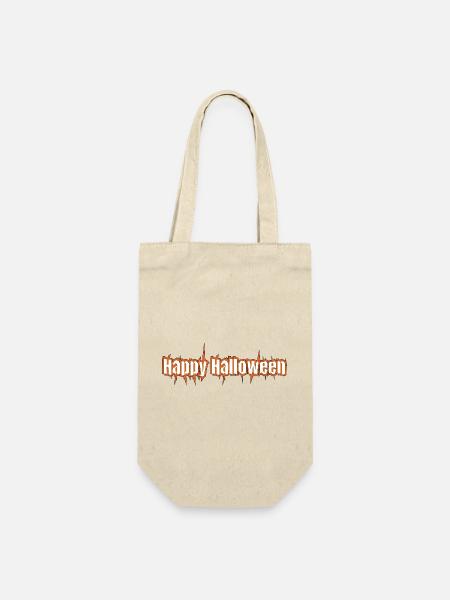 Fröhlicher Halloween-Schriftzug Grusel - Geschenkbeutel für Flaschen - Natur