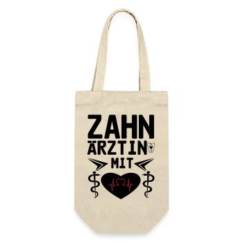 Zahnärztin mit Herz Geschenk - Geschenkbeutel für Flaschen - Natur - Vorne