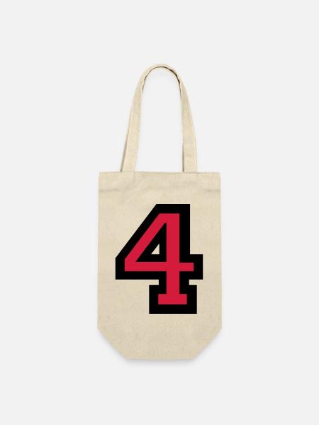 Zahl 4 - Nummer 4 (Rot) Nr. 4 - Geschenkbeutel für Flaschen - Natur