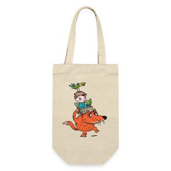 Abenteuerleser Drache und Junge - Geschenkbeutel für Flaschen - Natur - Vorne