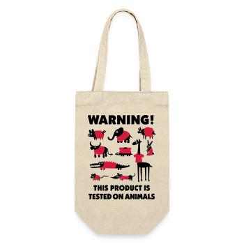 Warning this product is tested on animals 3Clr - Gift Bag for Bottles - nature - Front