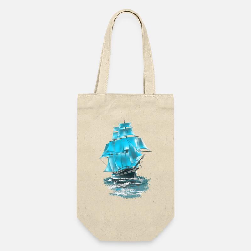 Segelschiff - Geschenkbeutel für Flaschen - Natur