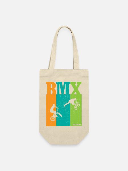 BMX Farbblock Rider Silhouetten - Geschenkbeutel für Flaschen - Natur