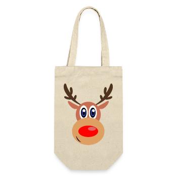Rudolph Weihnachten Rentier Gesicht - Geschenkbeutel für Flaschen - Natur - Vorne