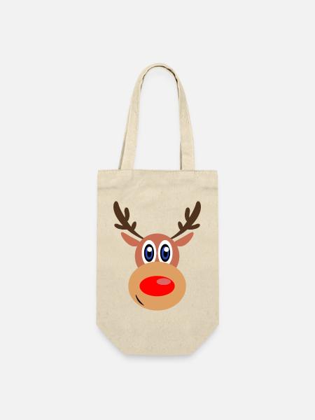 Rudolph Weihnachten Rentier Gesicht - Geschenkbeutel für Flaschen - Natur