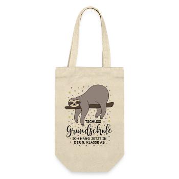 Abschied Grundschule Abschluss Faultier 5. Klasse - Geschenkbeutel für Flaschen - Natur - Vorne