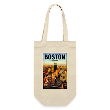Boston Skyline Vintage Poster - Geschenkbeutel für Flaschen - Natur - Vorne