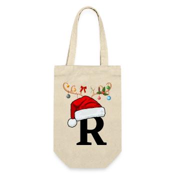 Brief R Weihnachtsmütze - Geschenkbeutel für Flaschen - Natur - Vorne
