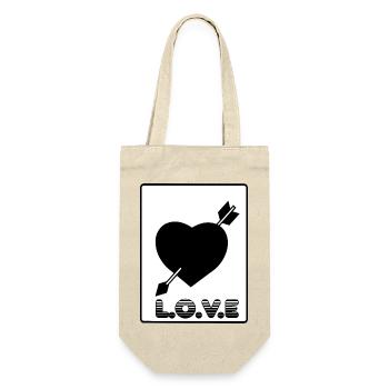 L.O.V.E 2 - Geschenkbeutel für Flaschen - Natur - Vorne