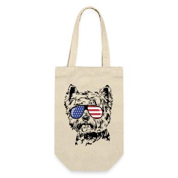 West Highland White Terrier Amerika Fahne Brille - Geschenkbeutel für Flaschen - Natur - Vorne