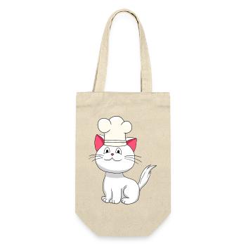 Katze Koch Kochmütze Kinder kochen Küche Berufe - Geschenkbeutel für Flaschen - Natur - Vorne