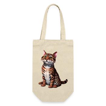 Kätzchen Bengalkatze Katze Katzenbesitzer Kater - Geschenkbeutel für Flaschen - Natur - Vorne