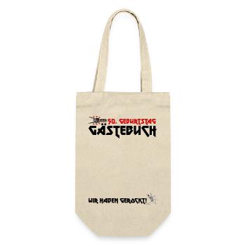 Gästebuch 50. Geburtstag Rock Fans Party Shirt - Geschenkbeutel für Flaschen - Natur - Vorne