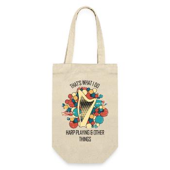 Harfe Geschenk Musikinstrument Musiker Zupfen - Geschenkbeutel für Flaschen - Natur - Vorne