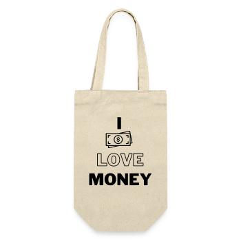 I love money - Geld Design - Geschenkbeutel für Flaschen - Natur - Vorne