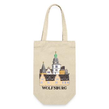 Wolfsburg, Schloss, Deutschland, Handzeichnung - Geschenkbeutel für Flaschen - Natur - Vorne