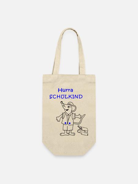 Hurra Schulkind Einschulung - Geschenkbeutel für Flaschen - Natur