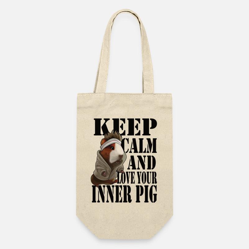Keep Calm and Love Your Inner Pig - Geschenkbeutel für Flaschen - Natur