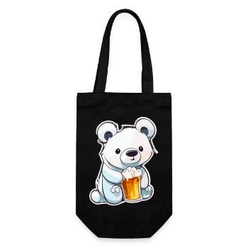 Ours polaire / Animal / Norpol / hiver / enfantin / mignon - Sac à bouteille - noir - Devant