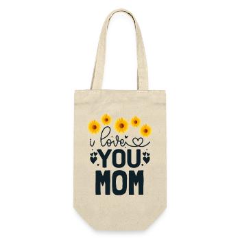 Ich hab dich lieb, Mama - Geschenkbeutel für Flaschen - Natur - Vorne