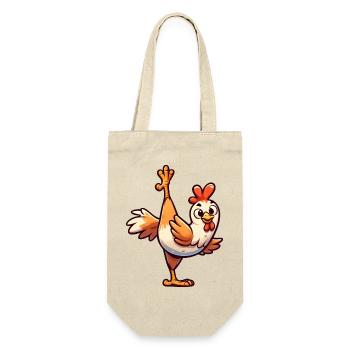 Chicken Hen Rooster Yoga Kung Fu Martial Arts - Gift Bag for Bottles - nature - Front